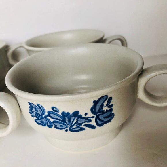 VINTAGE PFALTZGRAFF YORKTOWNE FLAT CUPS 4 PC. COFFE/TEA STONE MUGS - Picture 7 of 8